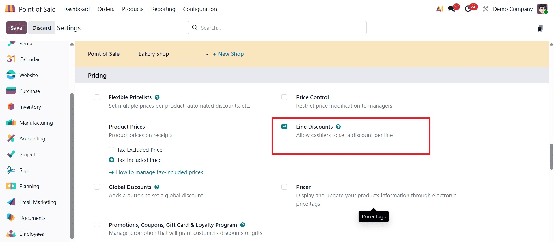 How to Apply Line and Global Discounts in Odoo 19 POS-cybrosys