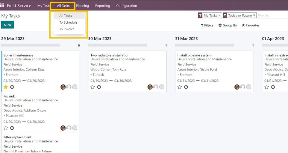 How to Assign A Task in Odoo 16 Field Services-cybrosys