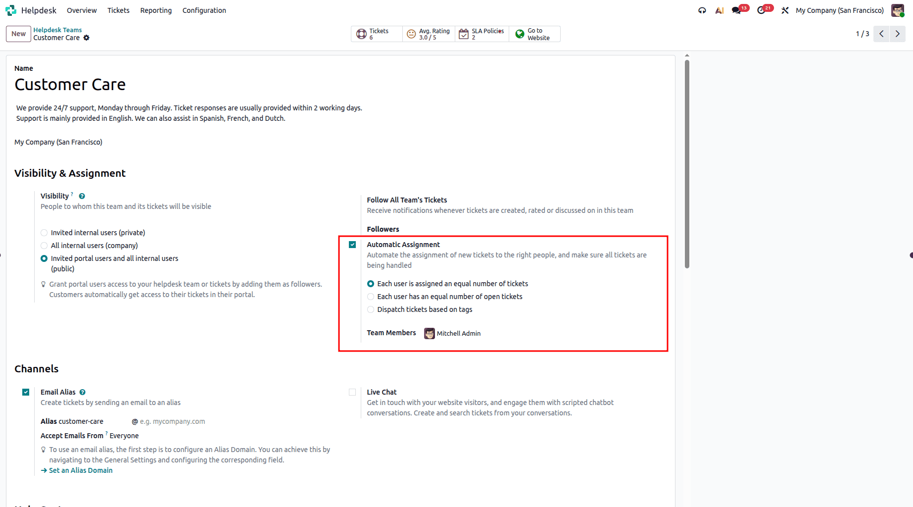 How to Automate Ticket Assignment in Odoo 19 Helpdesk-cybrosys