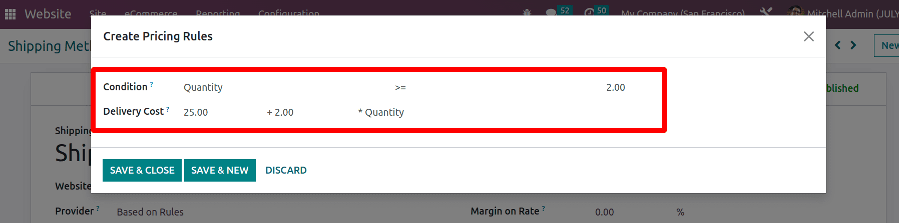 How to Calculate Shipping Charges for Online Sales Deliveries in Odoo 16 Website-cybrosys