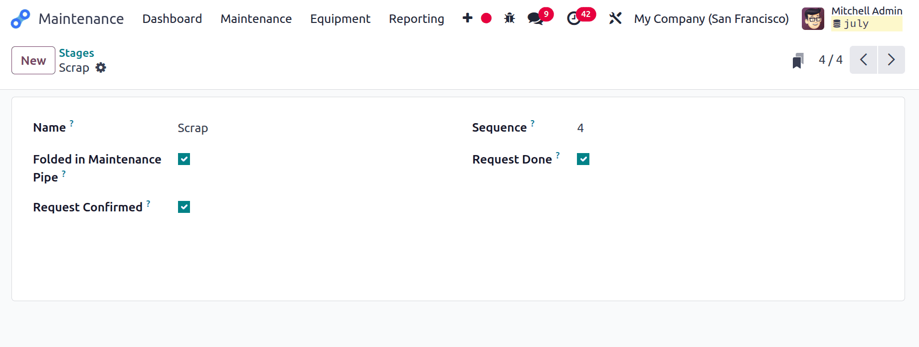 How to Configure a Maintenance Stages and Maintenance Team in Odoo 18-cybrosys