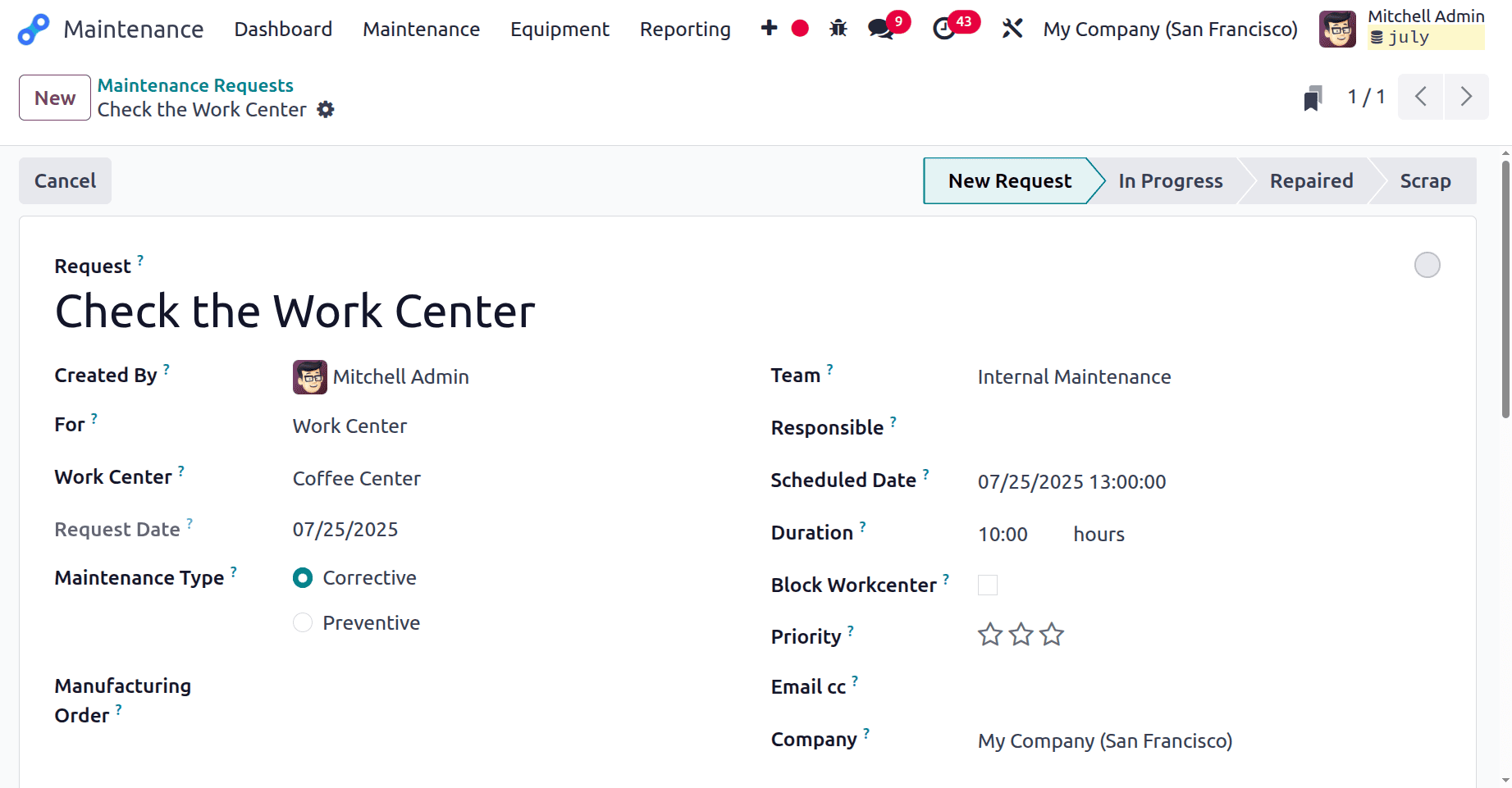 How to Configure a Maintenance Stages and Maintenance Team in Odoo 18-cybrosys