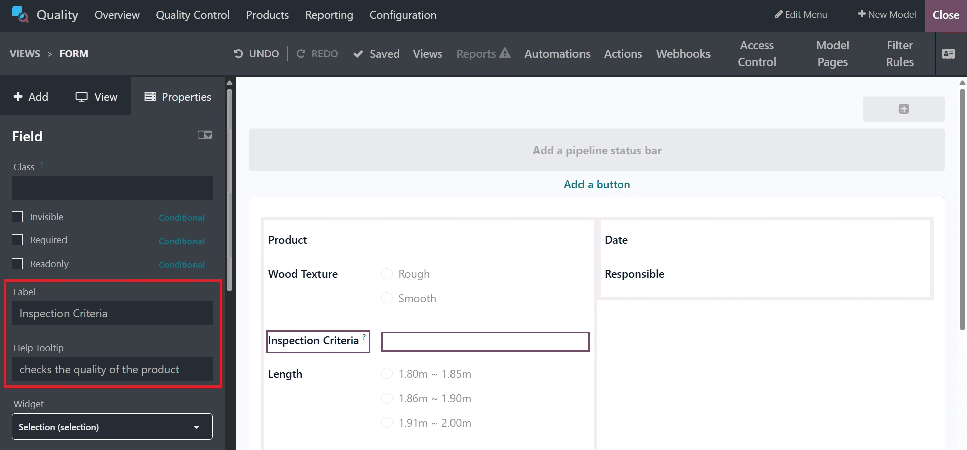 How to Configure a Quality Worksheet Template in Odoo 18 Quality Module-cybrosys