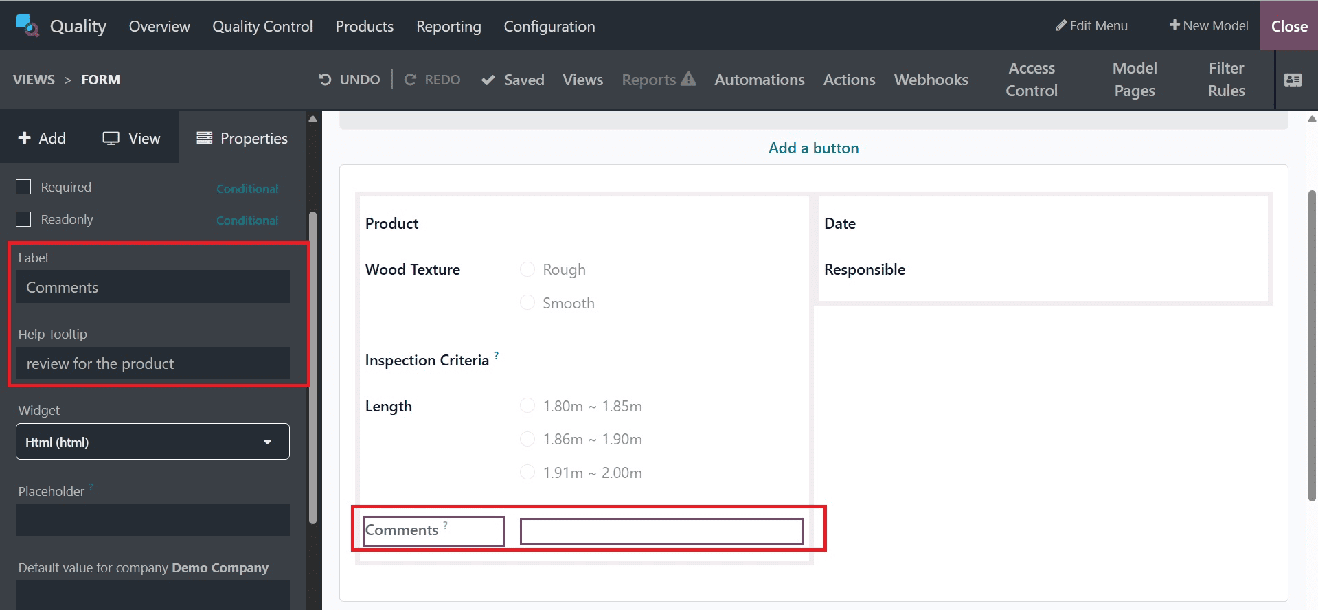 How to Configure a Quality Worksheet Template in Odoo 18 Quality Module-cybrosys