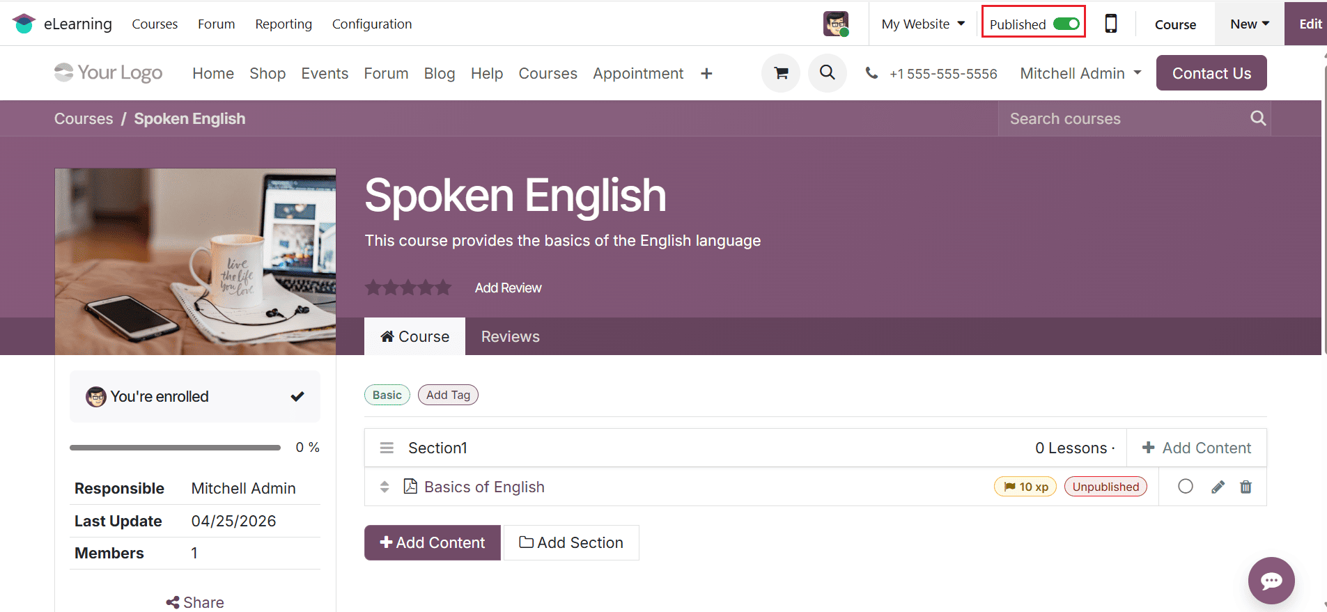 How to Configure an E-Learning Course in Odoo 19-cybrosys