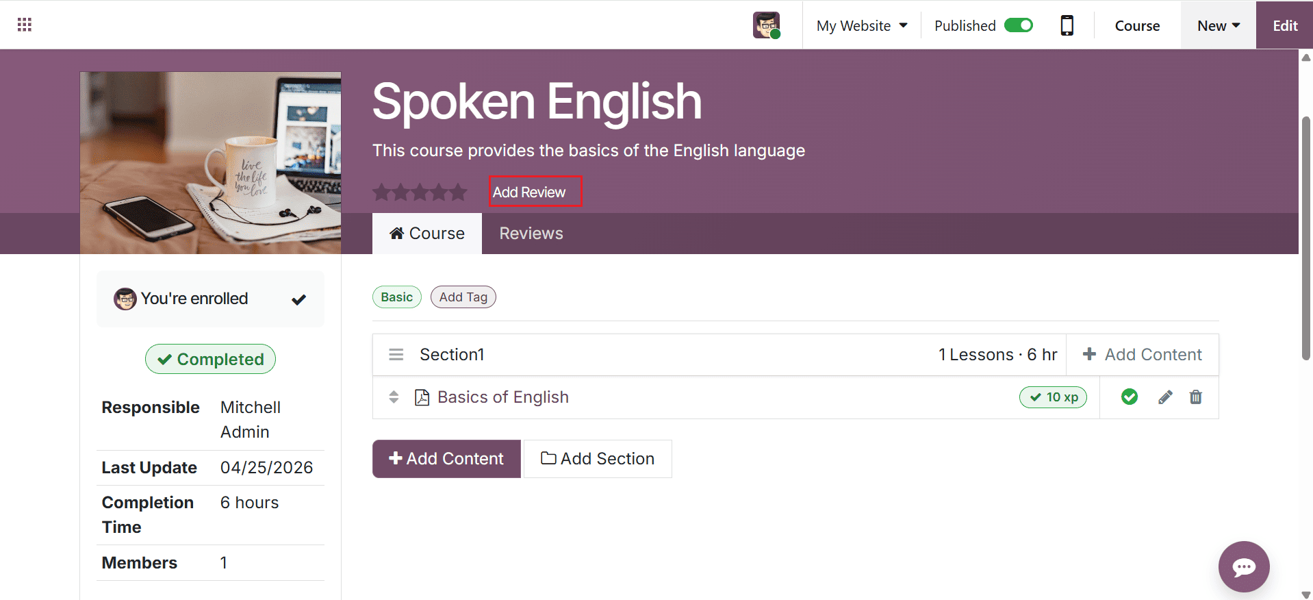 How to Configure an E-Learning Course in Odoo 19-cybrosys