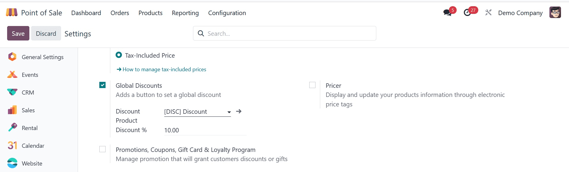 How to Configure, & Manage Global Discounts & Individual Discounts in Odoo 17 POS-cybrosys