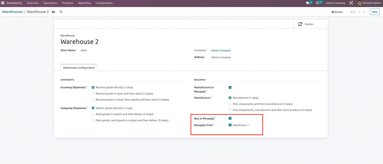 How to Configure And Manage The Resupply Feature in Odoo 16-cybrosys