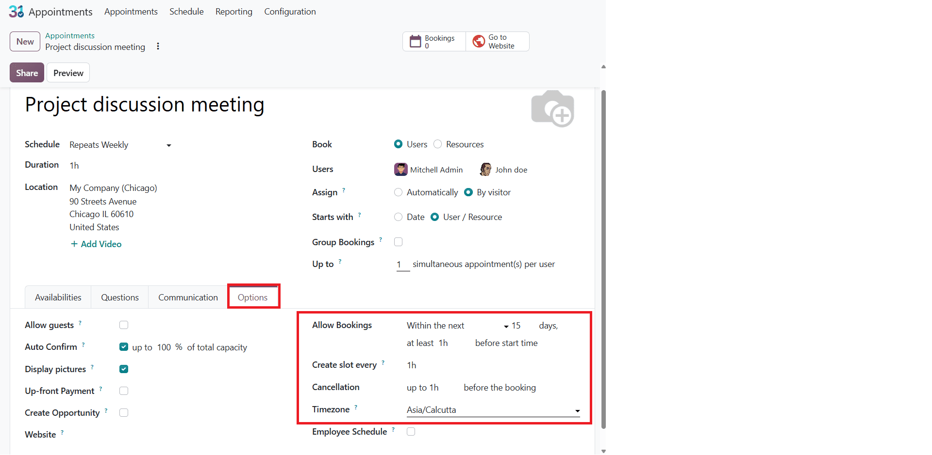 How to Configure Appointment Types, Durations, and Availability in Odoo 20-cybrosys