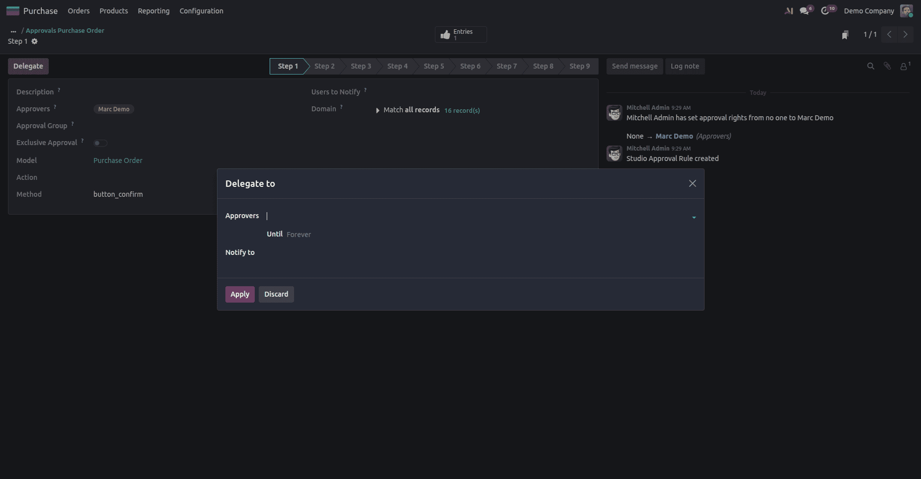 How to Configure Approval Delegation Using Odoo Studio in Odoo 19-cybrosys