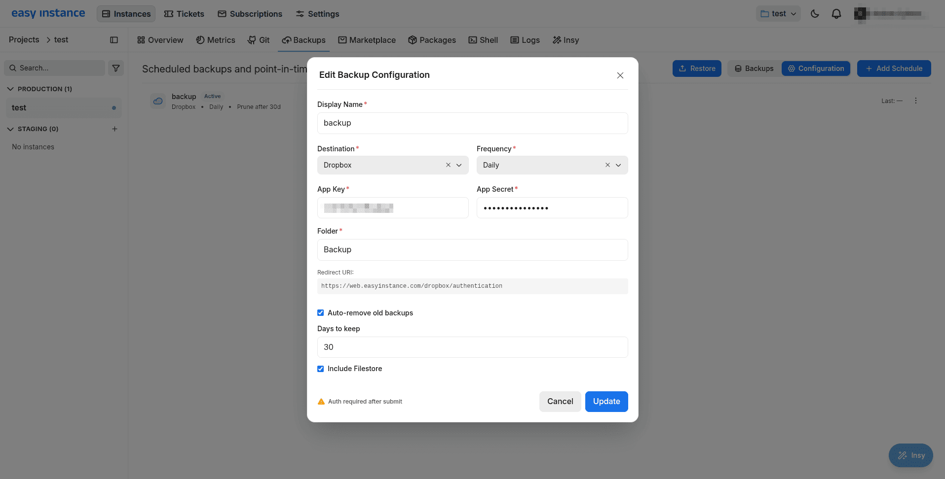 How to Configure Automatic Database Backup in Easy Instance-cybrosys