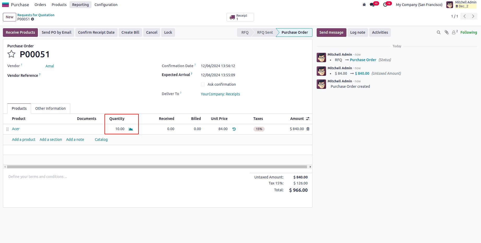 How to Configure Bill Control Policy in Odoo 18 Purchase-cybrosys