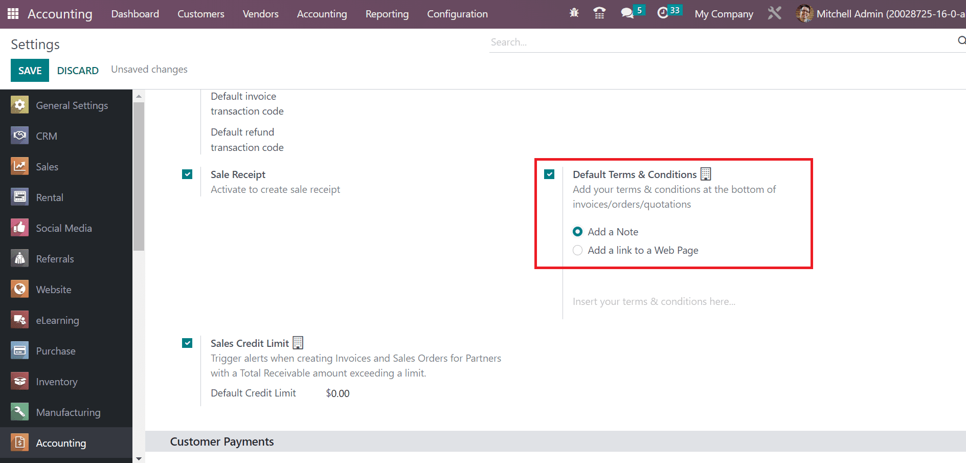 How to Configure Default Terms & Conditions in Odoo 16 Accounting?-cybrosys