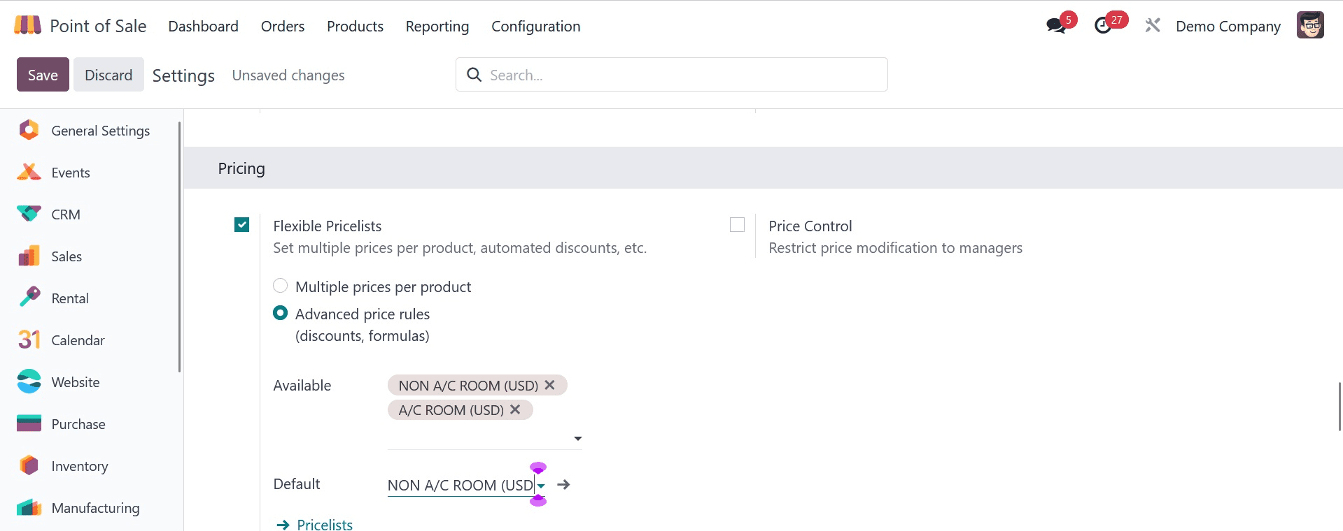 How to Configure Different Pricelist for Different Shops Under the Odoo 17 POS-cybrosys