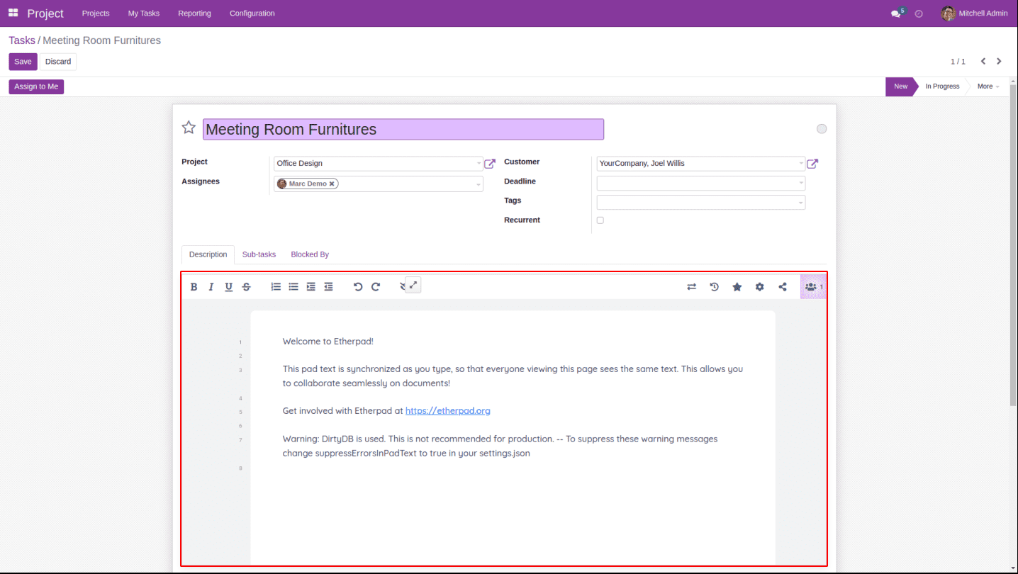 How to Configure Ether Pad & Collaborative Pad in Odoo 15-cybrosys