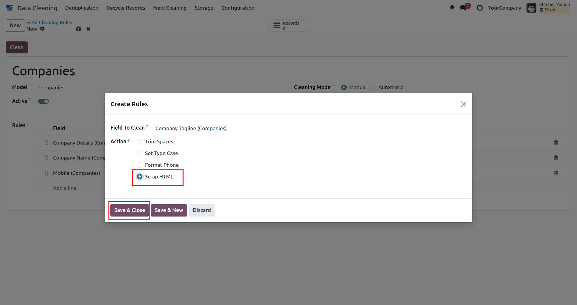 How to Configure Field Cleaning Rules in Odoo 18 Data Cleaning-cybrosys