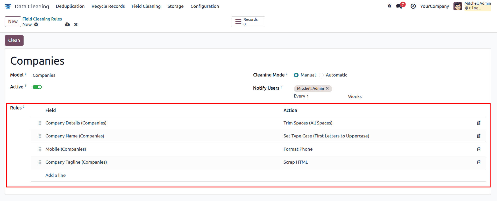 How to Configure Field Cleaning Rules in Odoo 18 Data Cleaning-cybrosys
