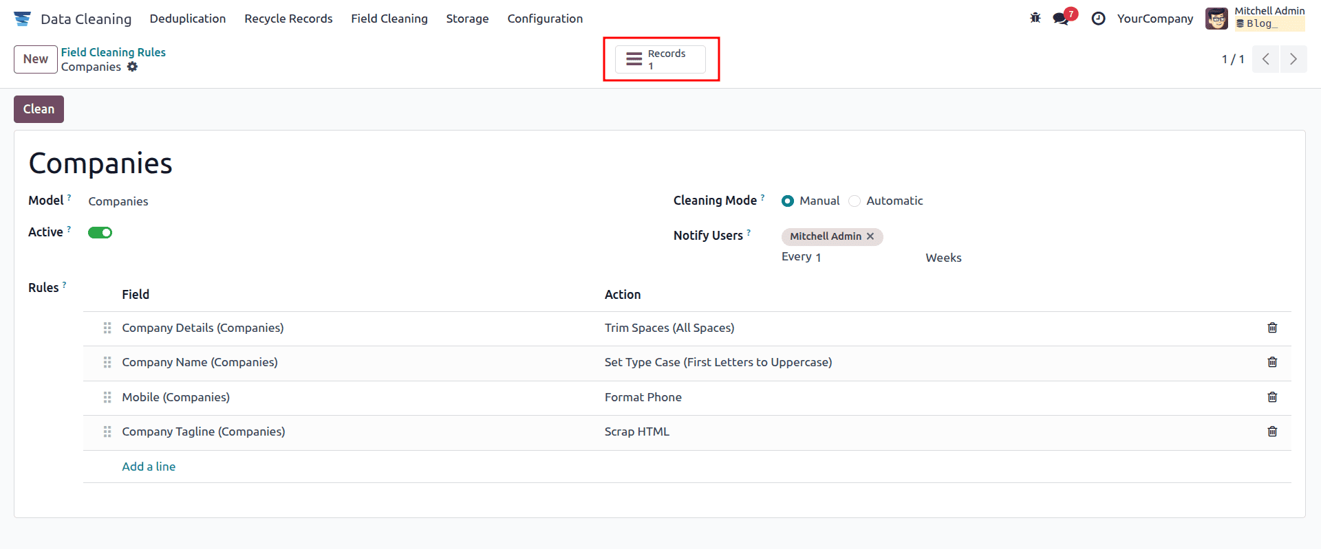 How to Configure Field Cleaning Rules in Odoo 18 Data Cleaning-cybrosys