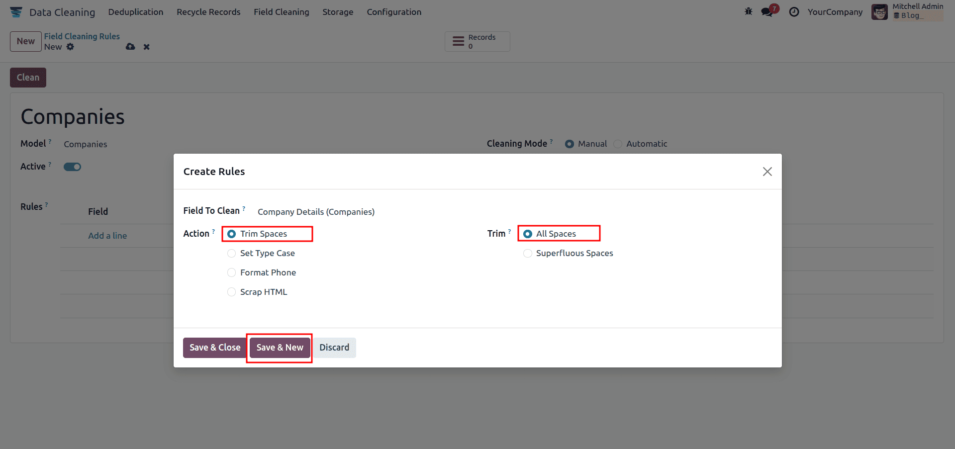 How to Configure Field Cleaning Rules in Odoo 18 Data Cleaning-cybrosys
