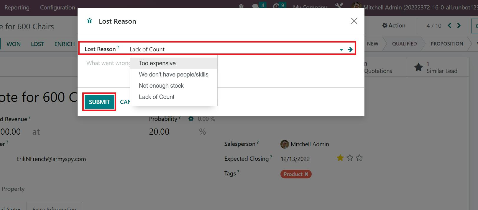 how-to-configure-lost-reason-using-odoo-16-crm-cybrosys