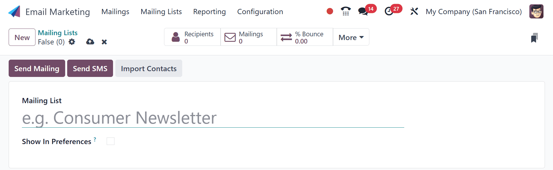 How to Configure Mailing Lists and Mailing Contacts in Odoo 18 Email Marketing-cybrosys
