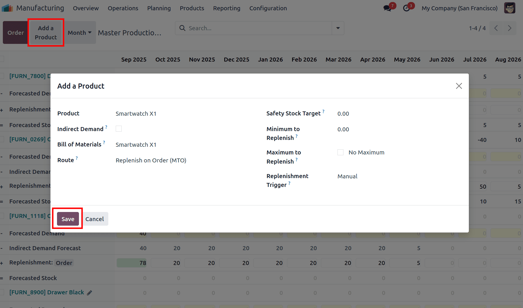 How to Configure Master Production Schedule in Odoo 18-cybrosys