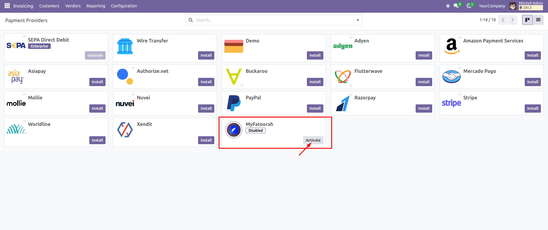 How to Configure MyFatoorah Payment Gateway in Odoo 18-cybrosys