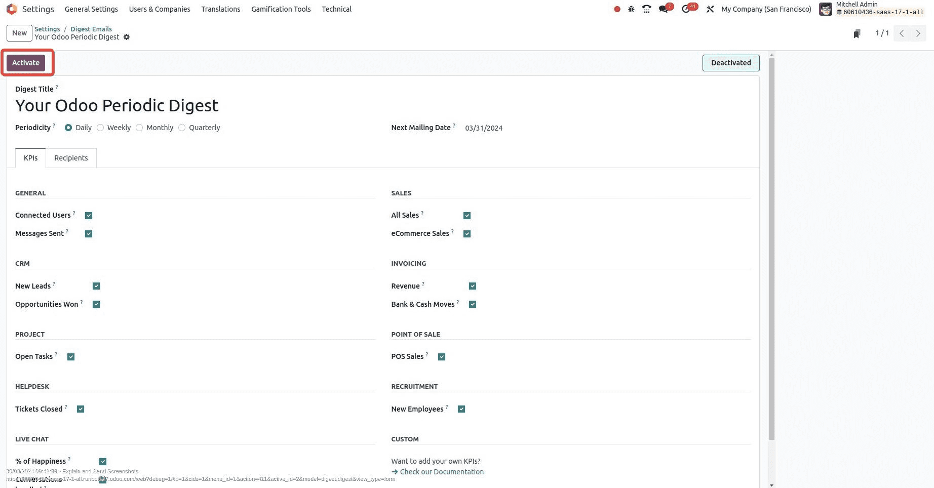 How to Configure Periodic Digest Emails in Odoo 17-cybrosys