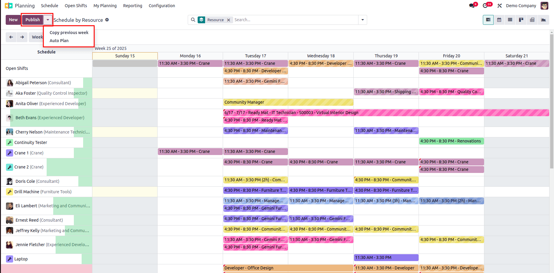 How to Configure Planning Resources & Roles in Odoo 18-cybrosys