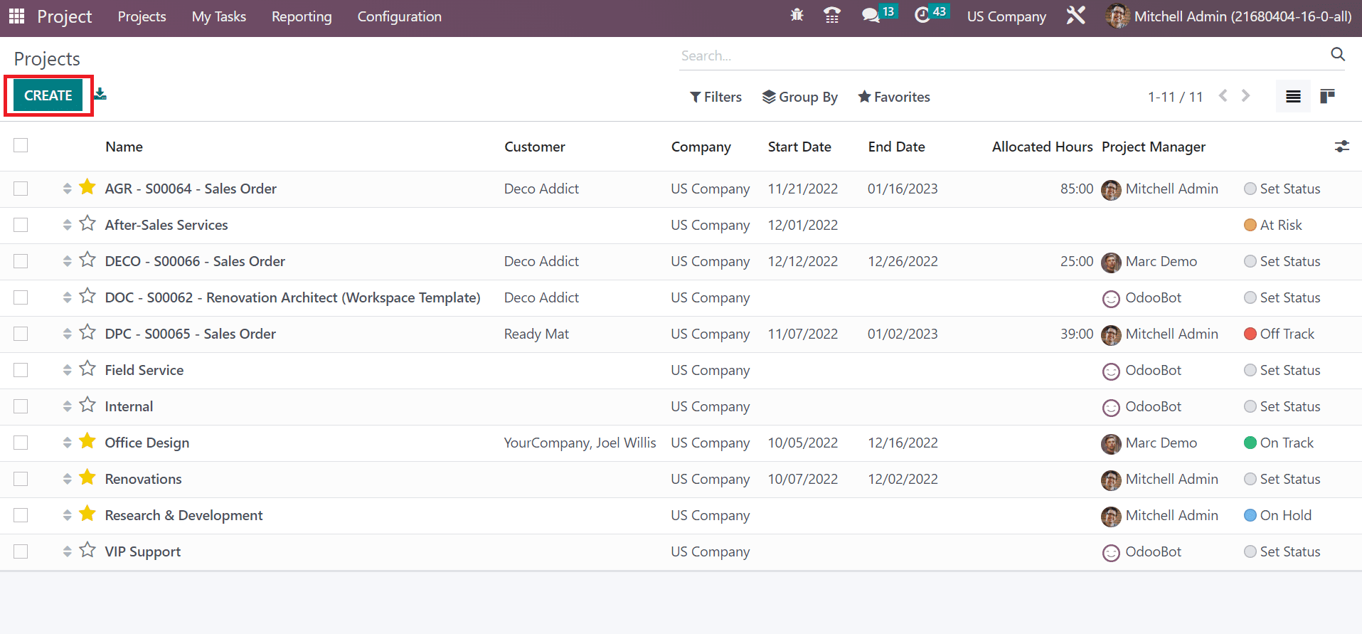 How to Configure Projects in a Usa Company Using Odoo 16?