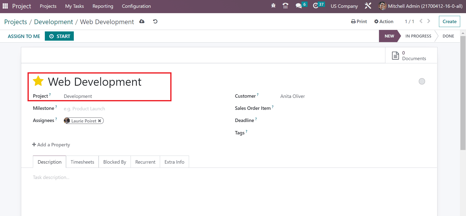 How to Configure Projects in a Usa Company Using Odoo 16?