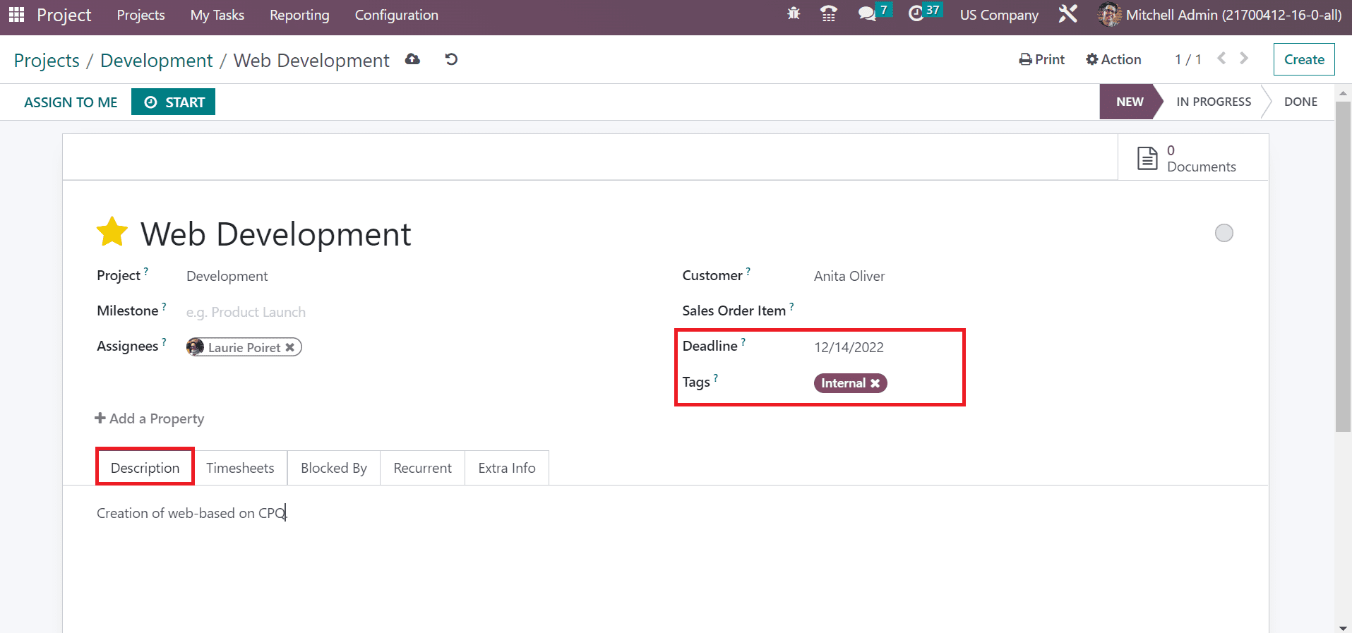 How to Configure Projects in a Usa Company Using Odoo 16?