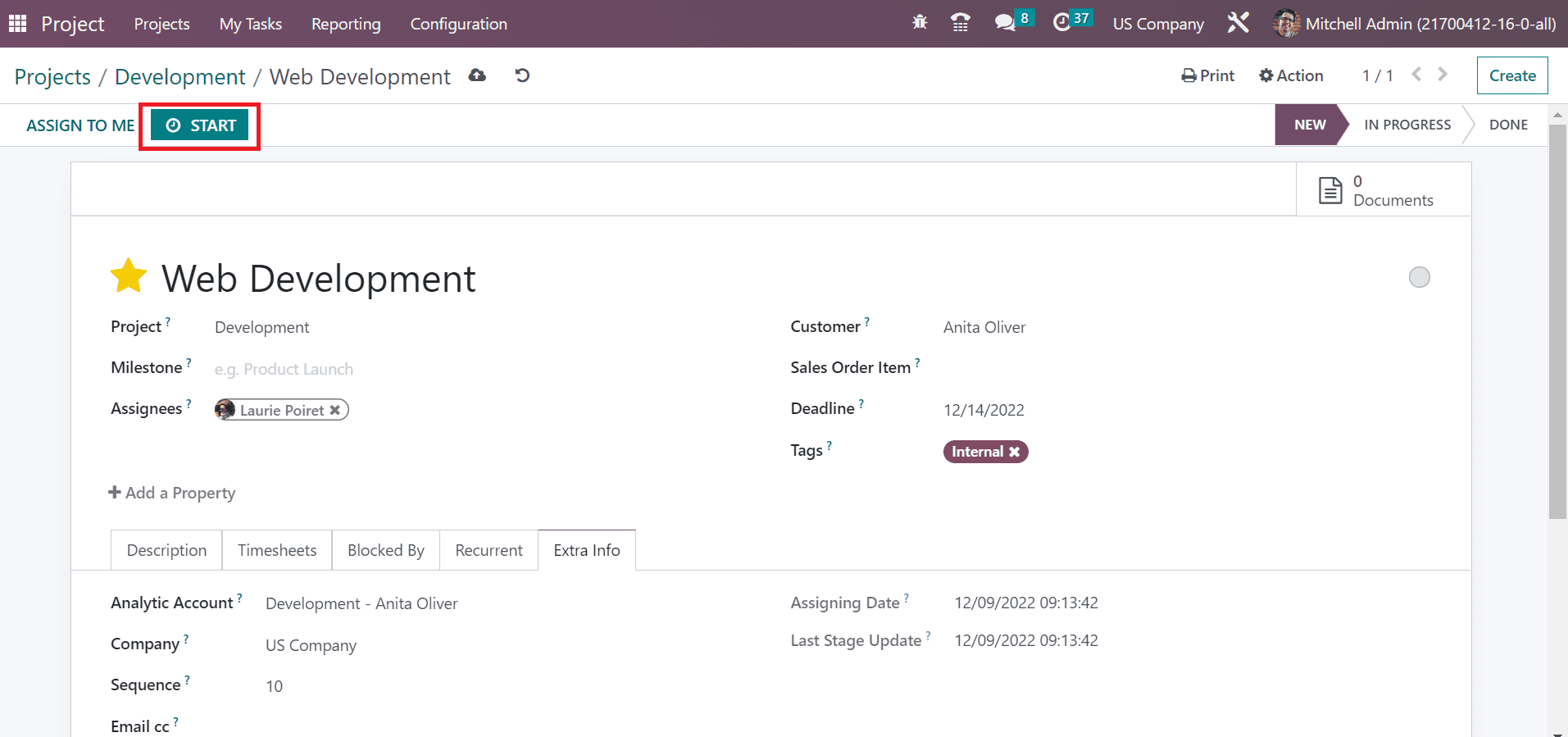 How to Configure Projects in a Usa Company Using Odoo 16?