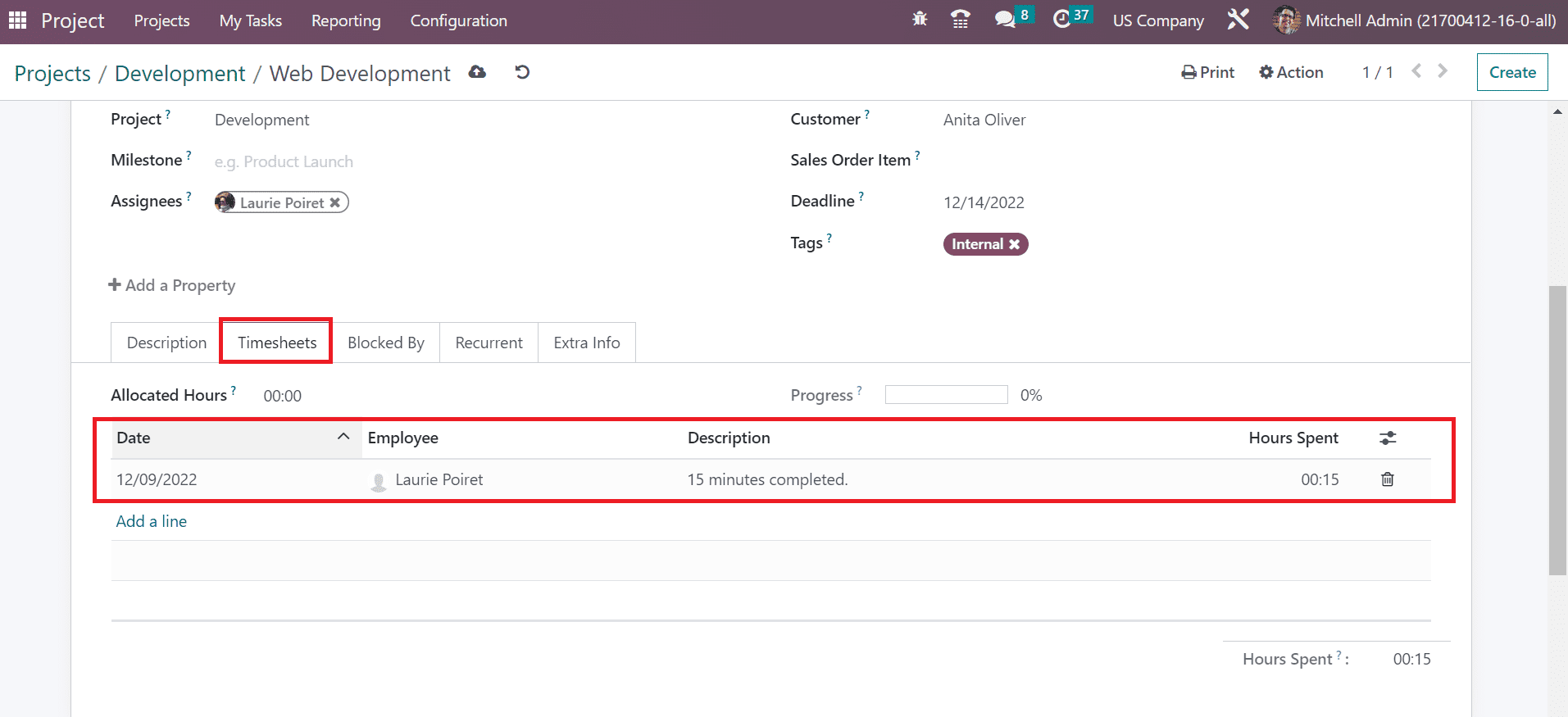 How to Configure Projects in a Usa Company Using Odoo 16?