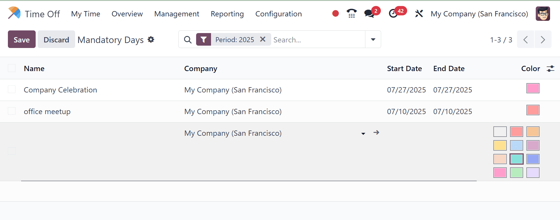 How to Configure Public Holidays and Mandatory days in Odoo 18 TimeOff-cybrosys