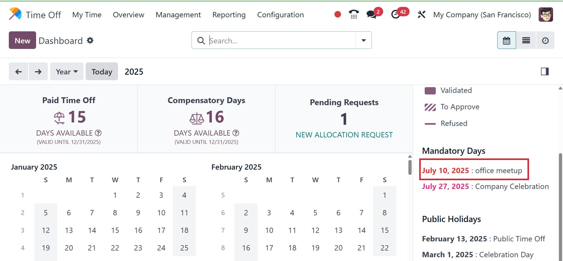 How to Configure Public Holidays and Mandatory days in Odoo 18 TimeOff-cybrosys