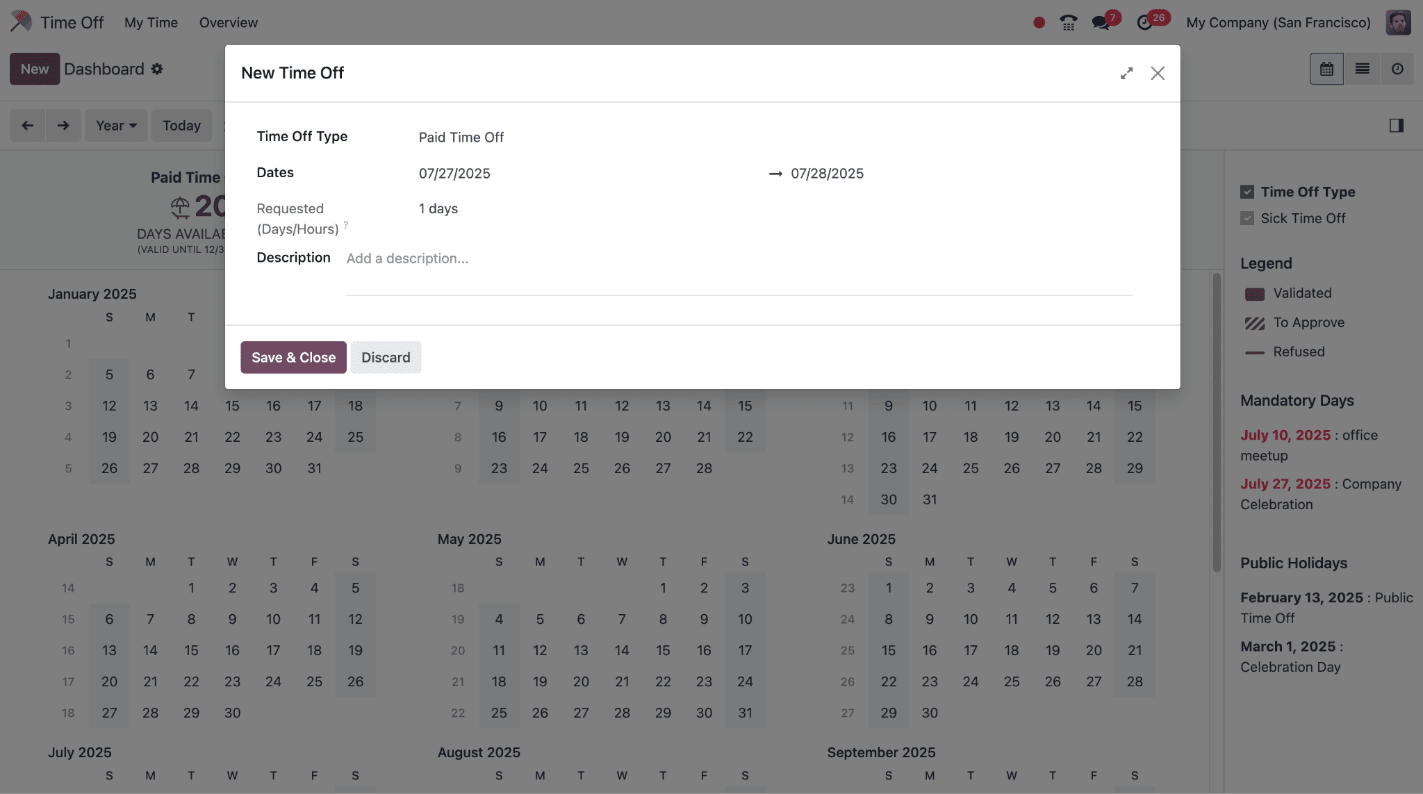 How to Configure Public Holidays and Mandatory days in Odoo 18 TimeOff-cybrosys