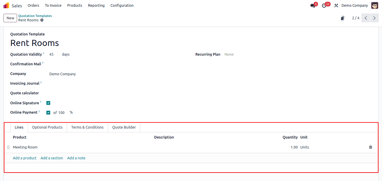 How to Configure Rental Quotation templates in Odoo 18-cybrosys