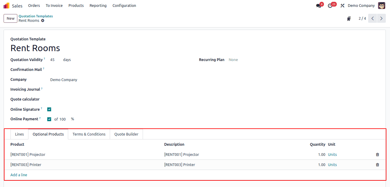 How to Configure Rental Quotation templates in Odoo 18-cybrosys