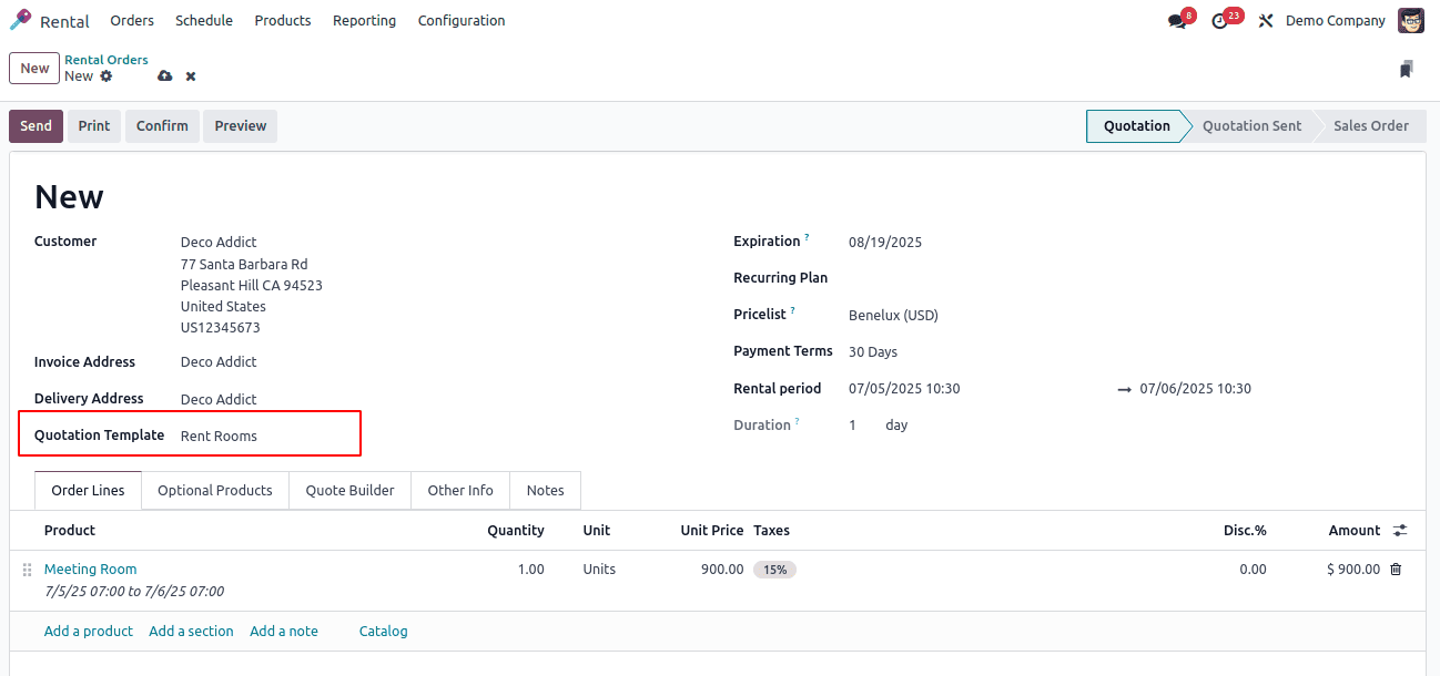 How to Configure Rental Quotation templates in Odoo 18-cybrosys