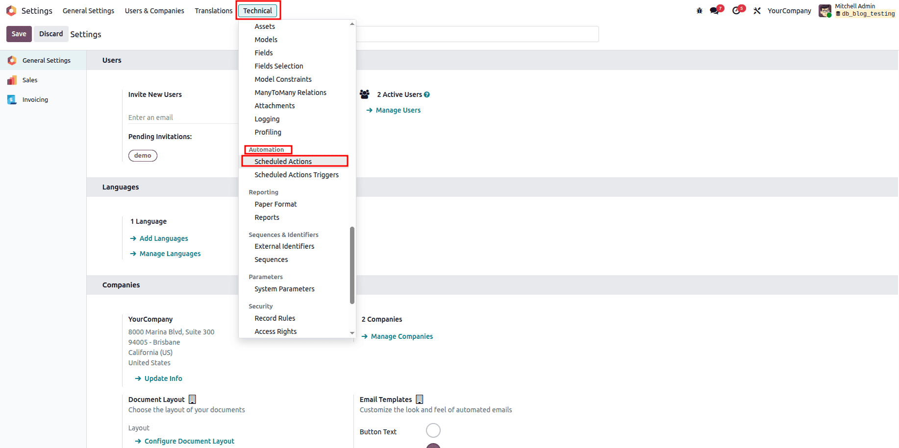How to Configure Scheduled Actions and Server Actions Through the GUI in Odoo 19-cybrosys
