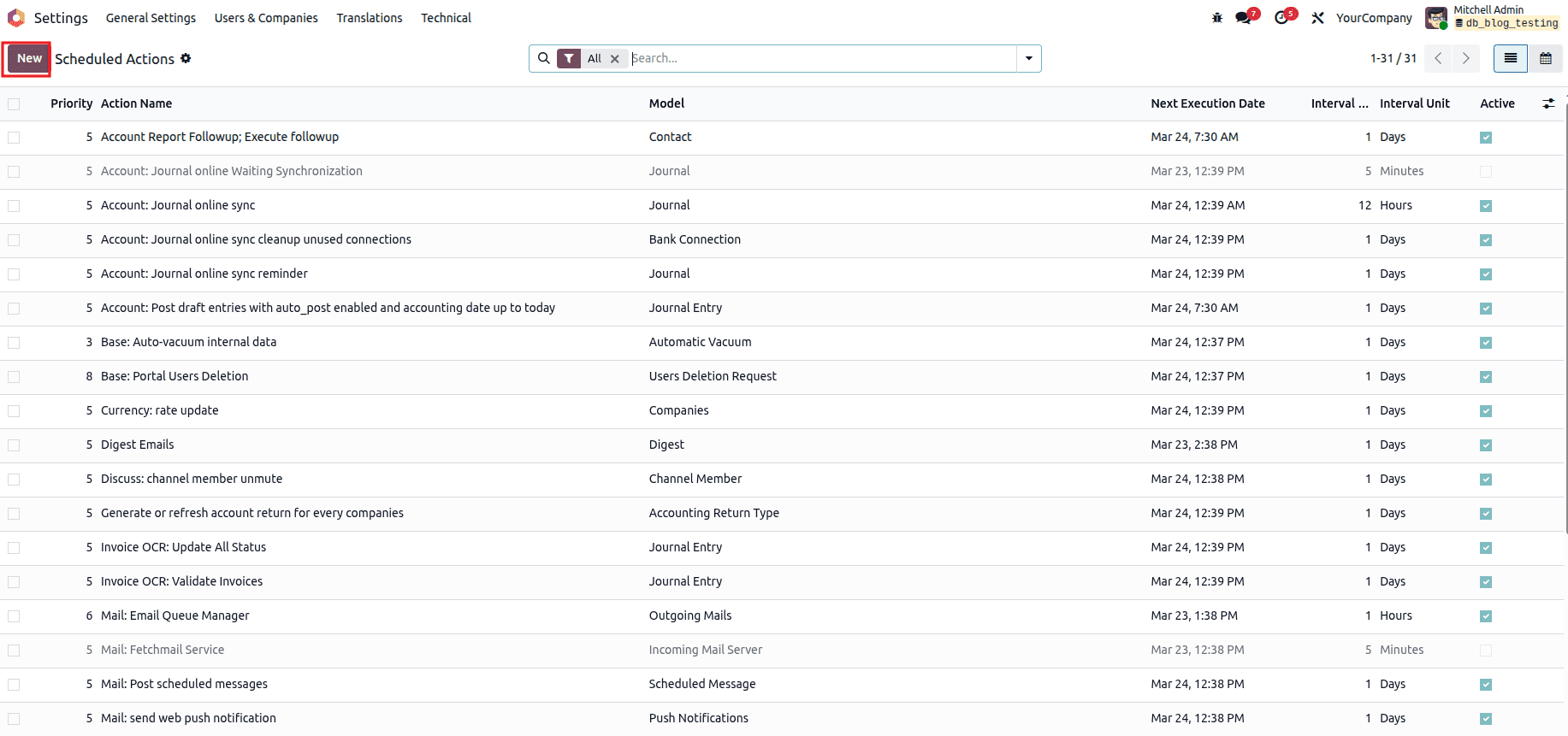 How to Configure Scheduled Actions and Server Actions Through the GUI in Odoo 19-cybrosys