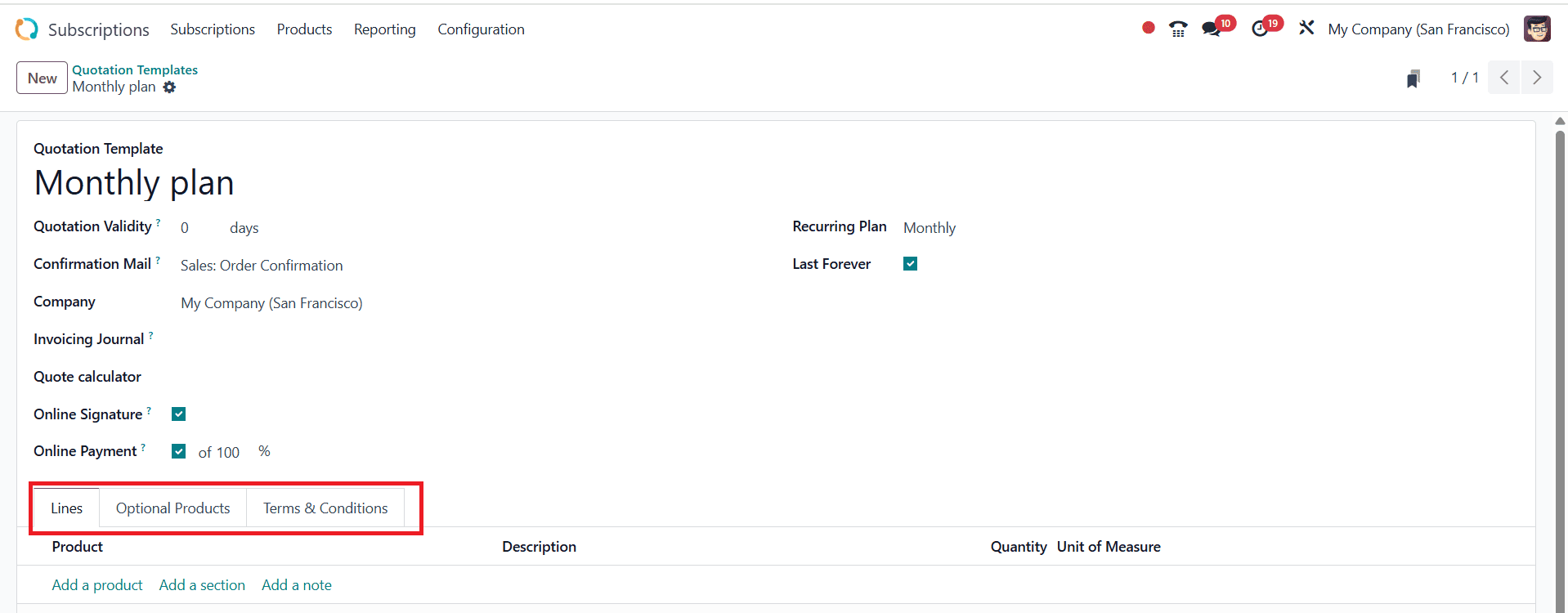 How to Configure Subscription Template in Odoo 18-cybrosys