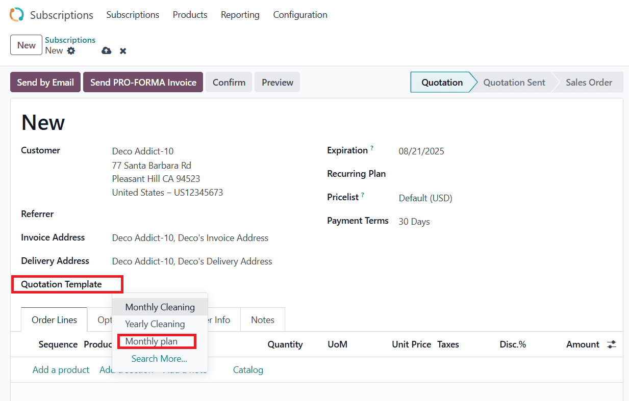 How to Configure Subscription Template in Odoo 18-cybrosys