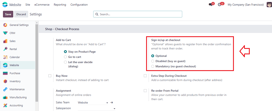 How to Configure the Checkout Process of Guests in Odoo 17 Website App-cybrosys