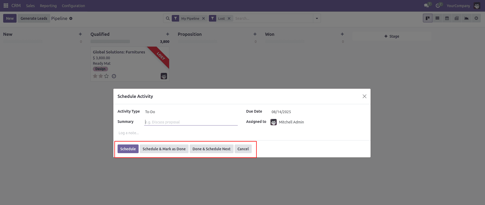 How to Configure the Lost Reason in Odoo 18 CRM-cybrosys
