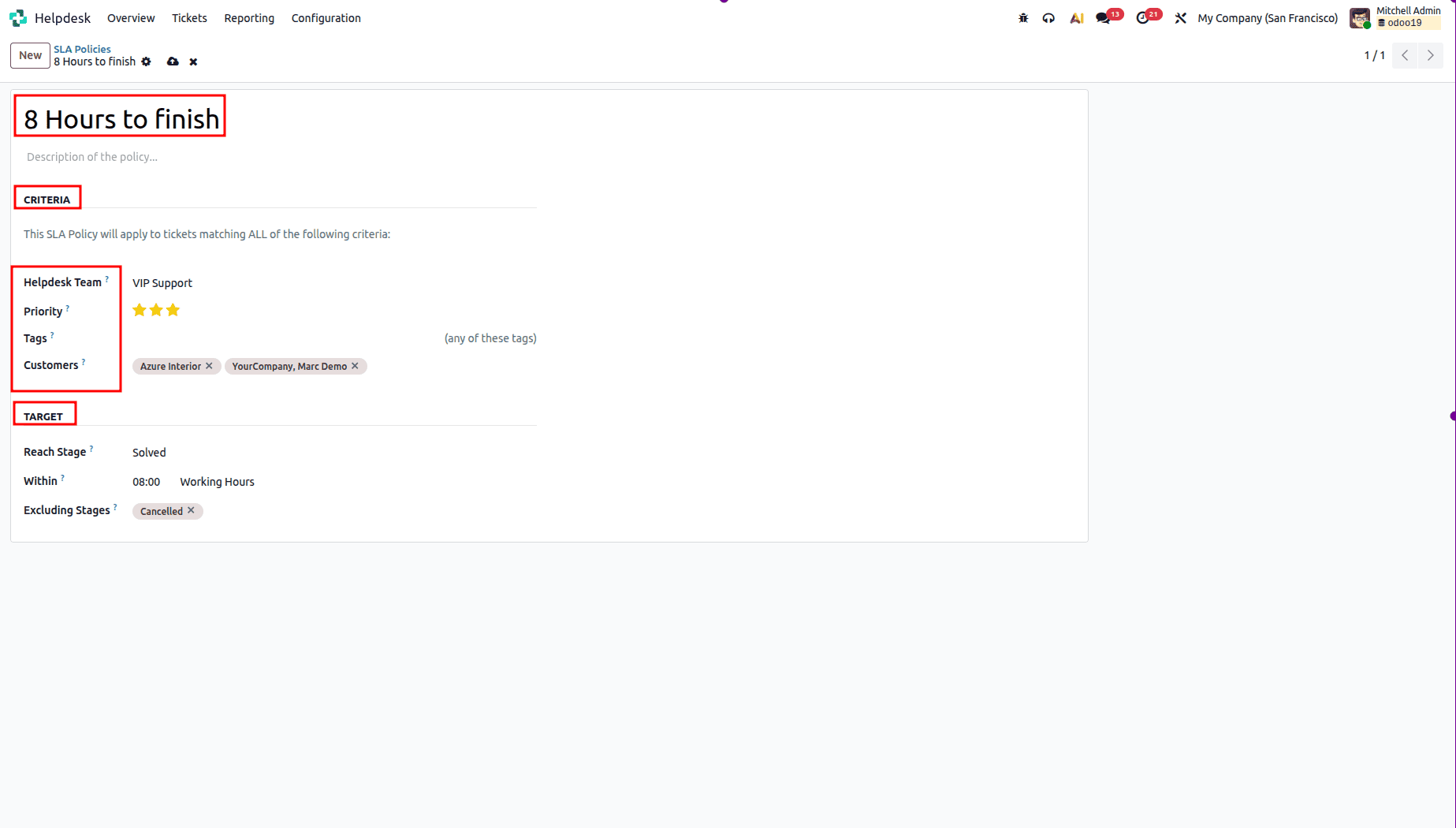 How to configure the SLA Policy in Odoo 19 Helpdesk-cybrosys