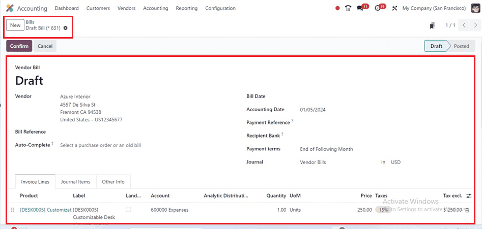 How to Configure Vendor Bills & Payments Management in Odoo 17 Accounting-cybrosys