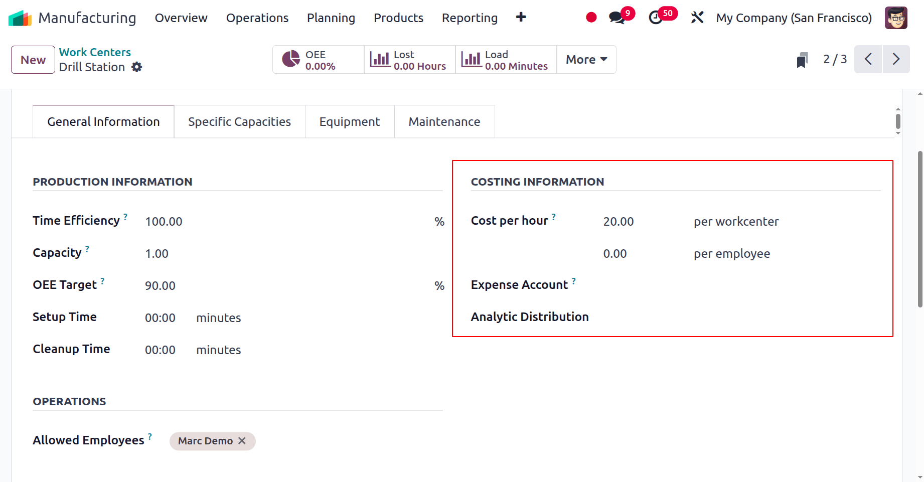 How to configure work centers in Odoo 18-cybrosys