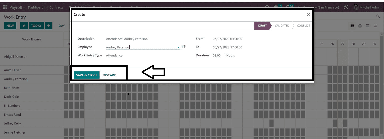 How to Configure Work Entries & Conflicts in Odoo 16 Payroll-cybrosys